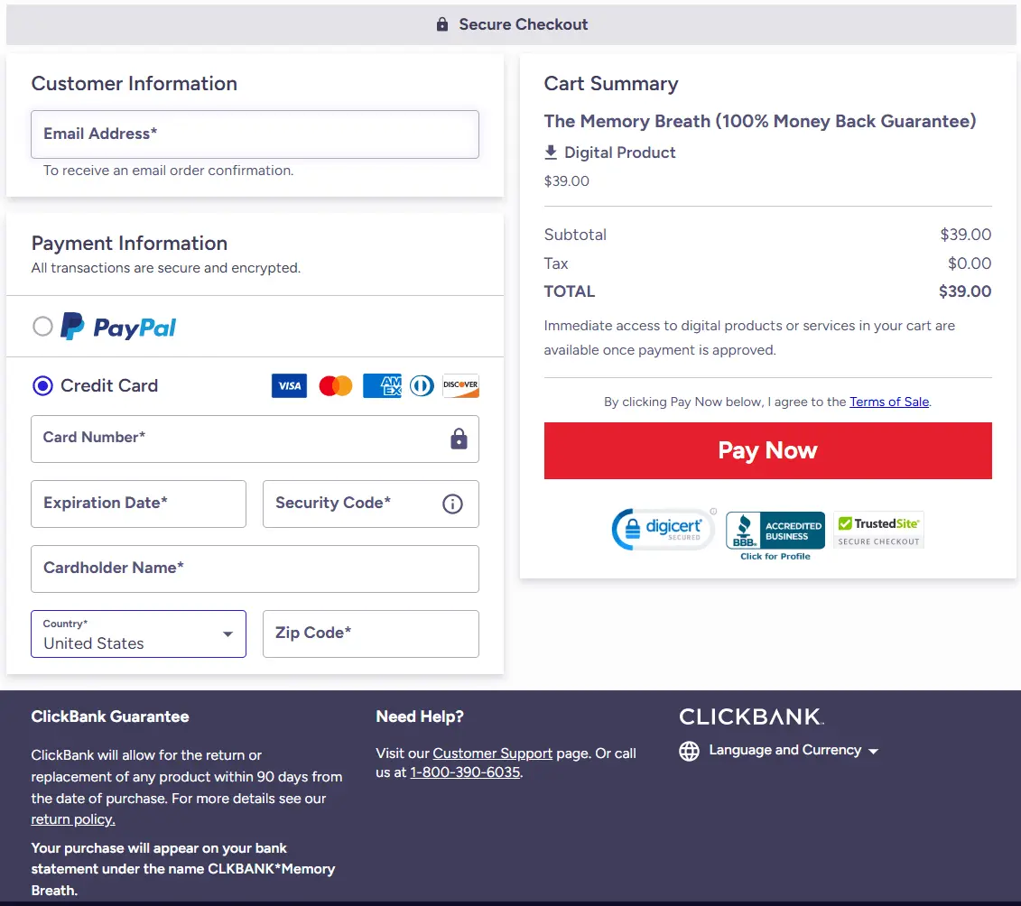 Secure Order Form